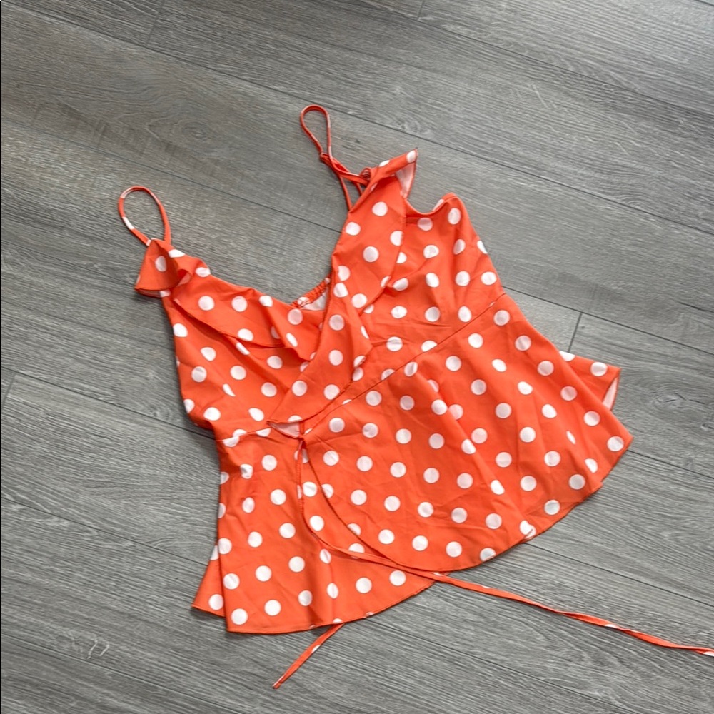 Orange Polka Dot Women's Top